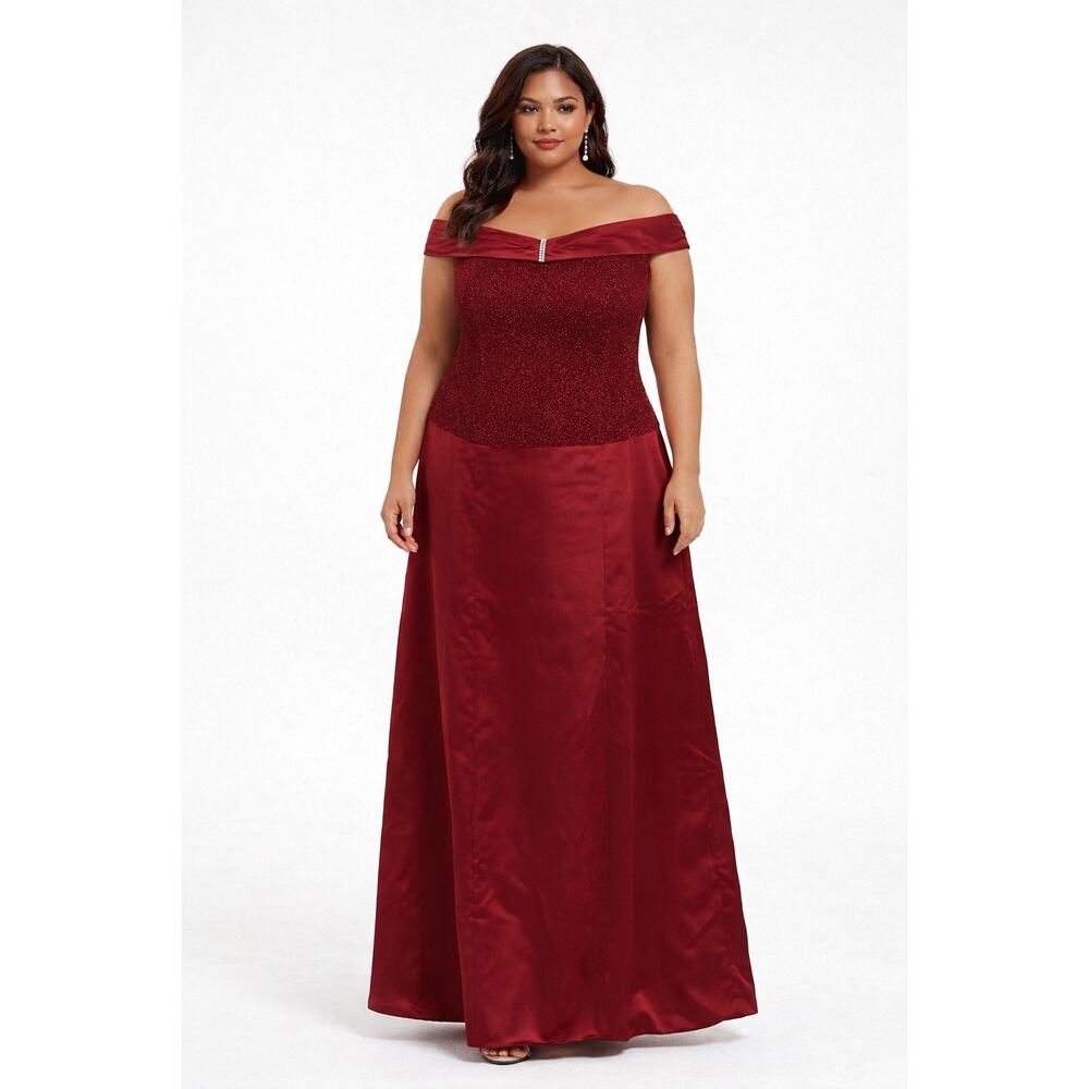 Vintage 1990s Patra Woman Ruby Red Glitter Evening Dress Size 20